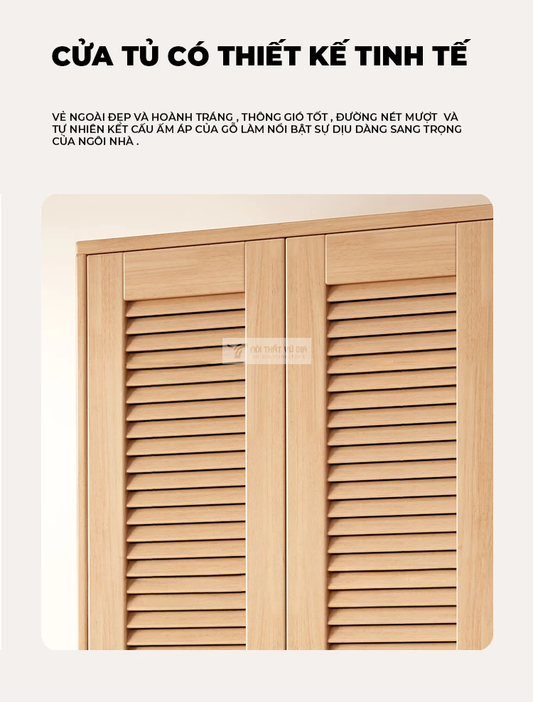 thiết kế cánh tủ độc đáo của tủ quần áo Combo nội thất phòng ngủ gỗ tự nhiên hiện đại BR164