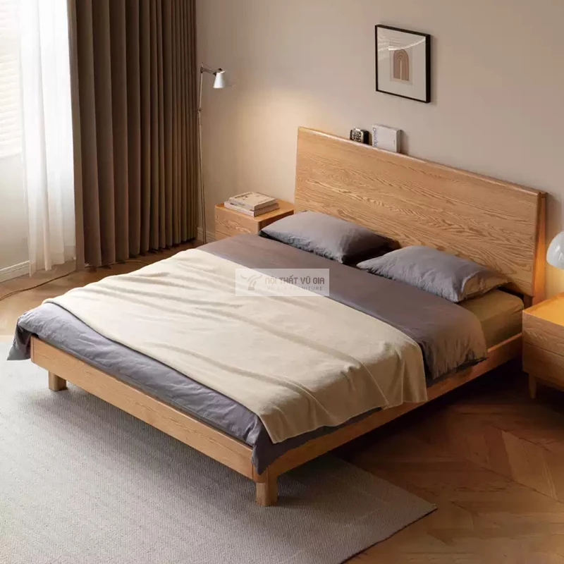 giường của Combo nội thất phòng ngủ gỗ tự nhiên hiện đại BR164