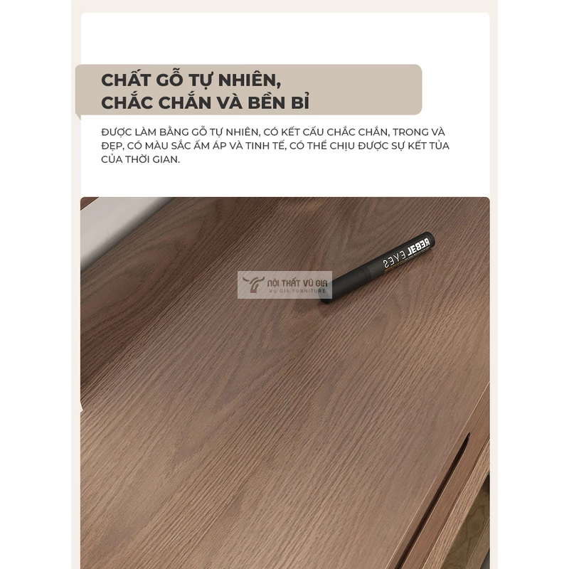 mặt bàn rộng rãi của bàn trang điểm Combo phòng ngủ gỗ tự nhiên hiện đại BR162
