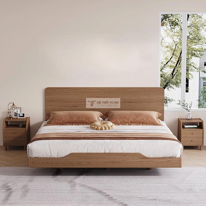 giường ngủ Combo phòng ngủ gỗ tự nhiên hiện đại BR162