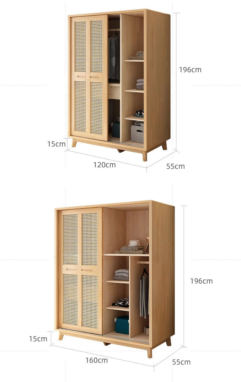 kích thước chi tiết tủ quần áo Combo phòng ngủ gỗ tự nhiên hiện đại BR162