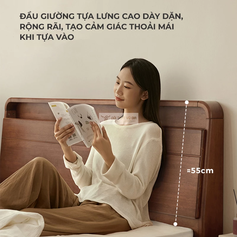 chi tiết đầu giường của Combo phòng ngủ gỗ tự nhiên thanh lịch, sang trọng BR161