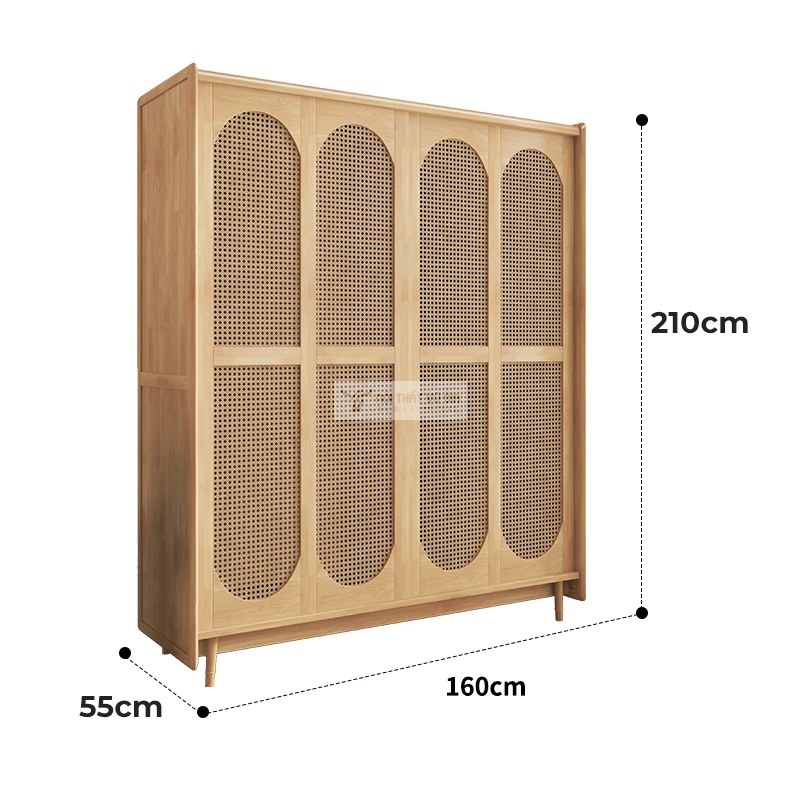 kích thước chi tiết của tủ quần áo  Combo phòng ngủ gỗ tự nhiên thanh lịch, sang trọng BR161