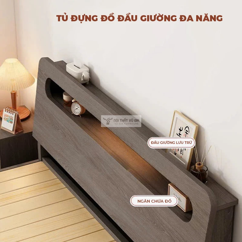 chi tiết đầu giường của giường Combo phòng ngủ phong cách hiện đại, thiết kế thông minh BR163