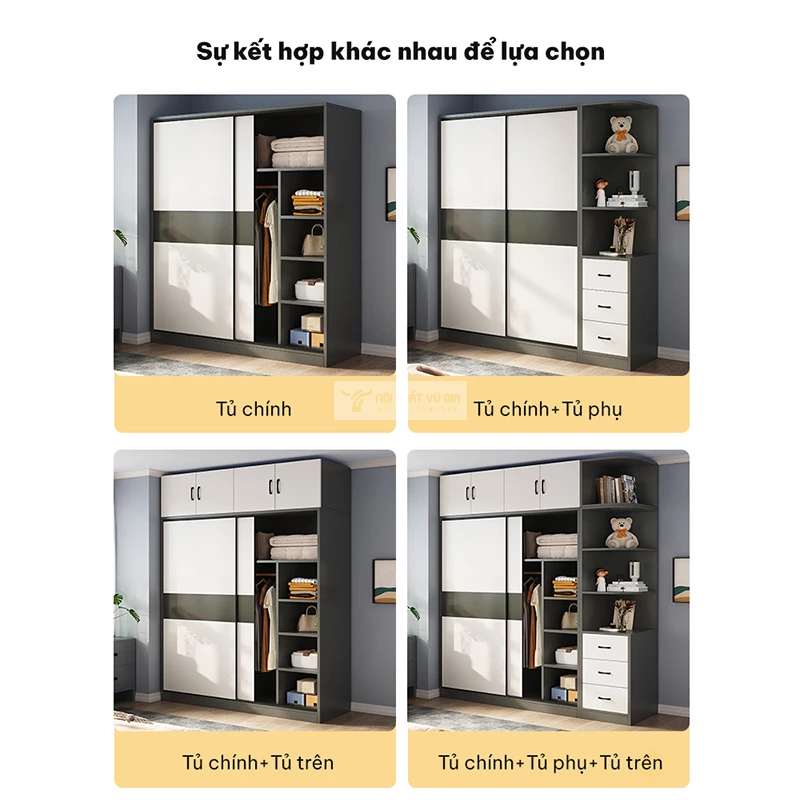 sự kết hợp của tủ quần áo Combo phòng ngủ phong các hiện đại tối giản BR160