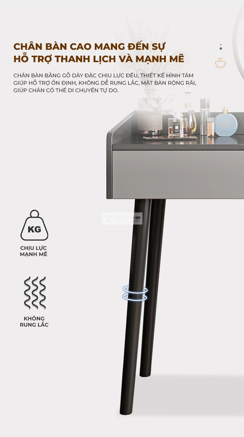 bàn trang điểm Combo phòng ngủ phong các hiện đại tối giản BR160 sử dụng chân gỗ chắc chắn