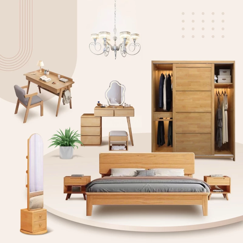 Combo sản phẩm phòng ngủ gỗ tự nhiên Togismart CPN 100 – Bộ sưu tập nội thất hoàn hảo với giường ngủ, tủ quần áo và bàn làm việc/bàn trang điểm bằng gỗ tự nhiên cao cấp. Thiết kế hiện đại, tối giản, màu gỗ ấm áp tạo cảm giác thư giãn, sang trọng cho không gian nghỉ ngơi.