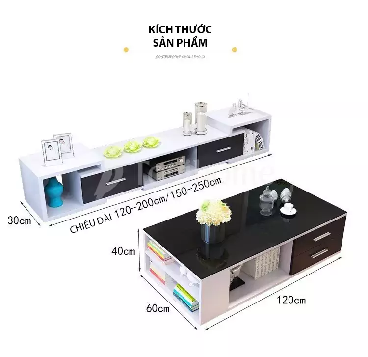 kích thước của Kệ tủ tivi để sàn KTV 038