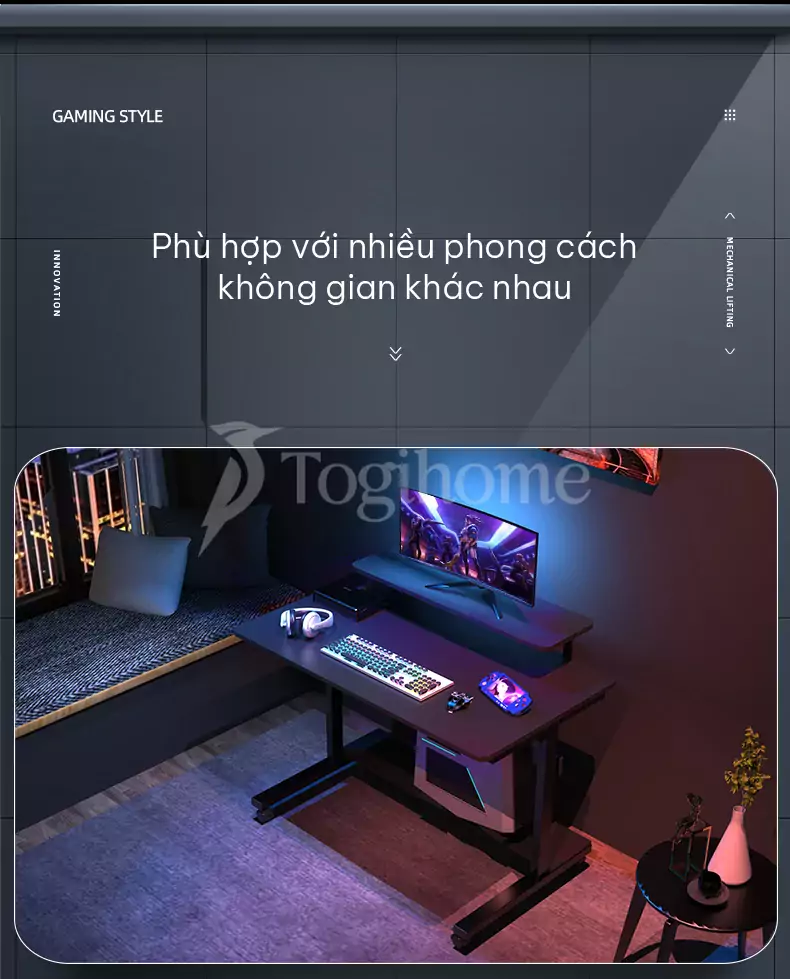 bàn gaming ga052 phù hợp với nhiều không gian khác nhau