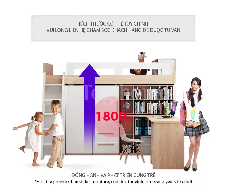 Bộ giường ngủ GN005 kích thước tùy chỉnh