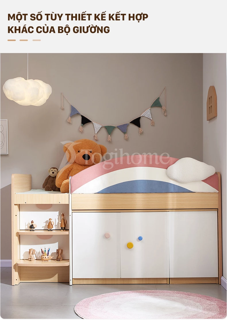 Một số mẫu kết hợp khác của Combo giường tầng GTE027 kết hợp tủ và bàn học xinh xắn dành cho trẻ em với thiết kế tối ưu không gian