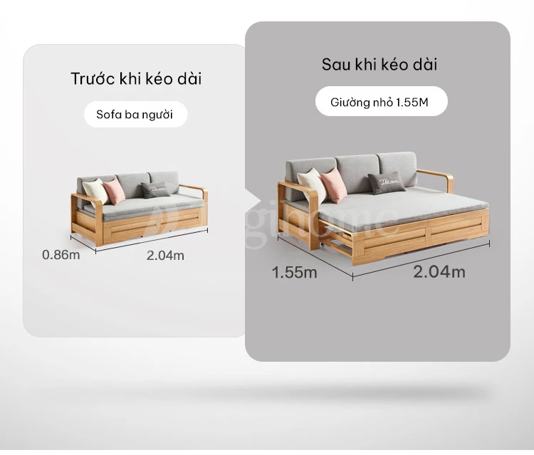 thiết kế kéo dài của sofa sf001