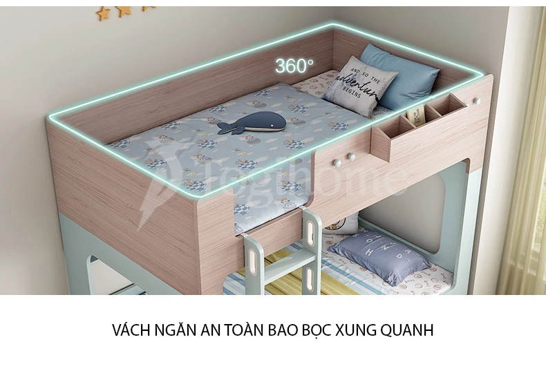 Giường ngủ 2 tầng GN014 thiết kế an toàn