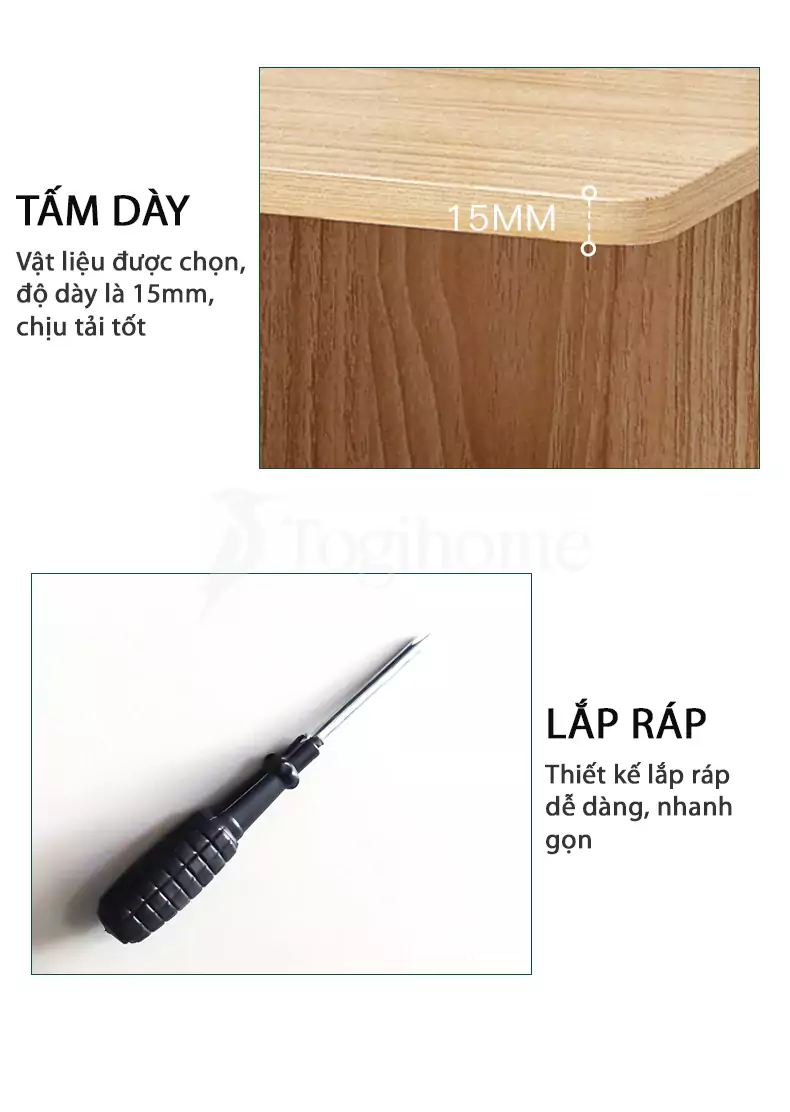 Độ dày vật liệu Bàn học sinh đa năng BHSV075 phong cách Bắc Âu, chất liệu gỗ MDF lõi xanh cao cấp