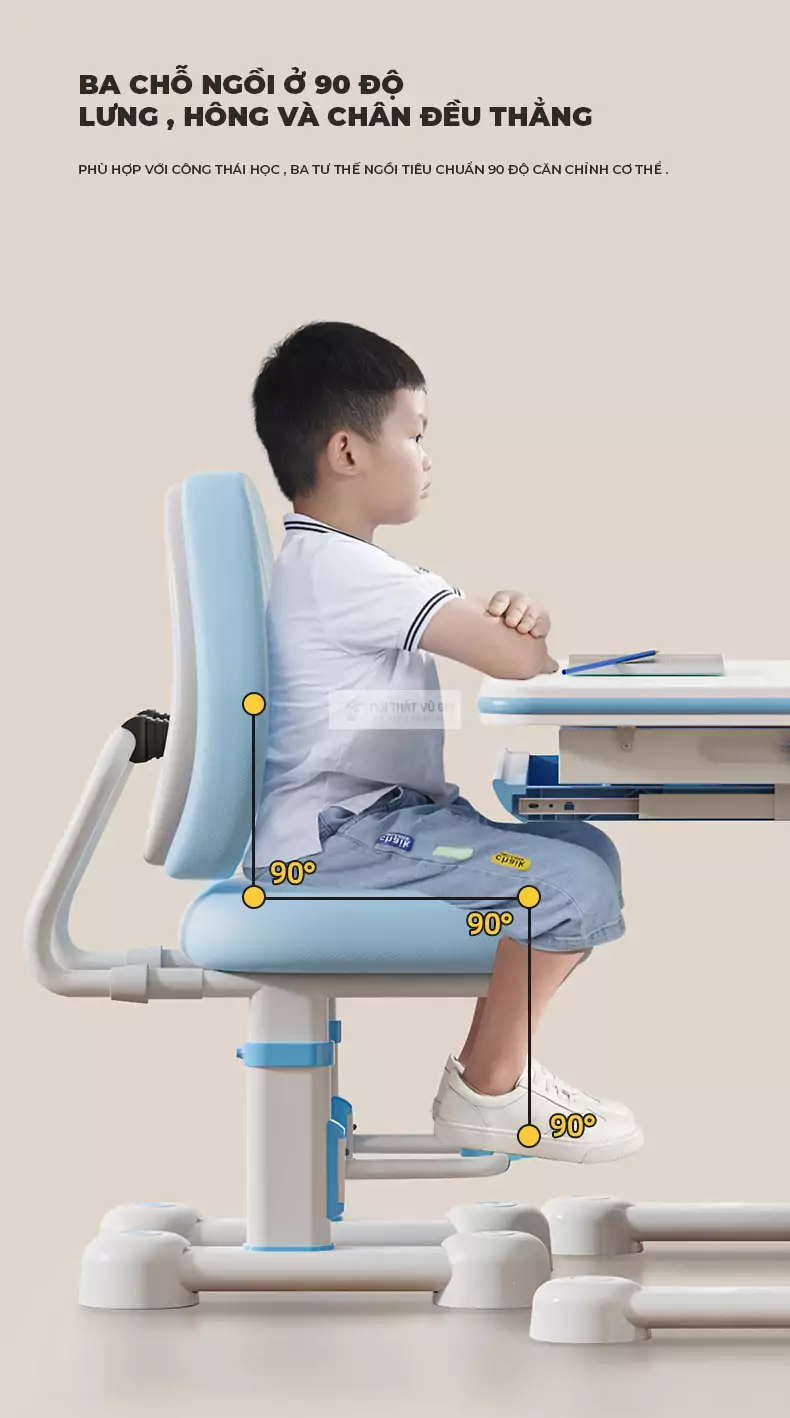 thiết kế khoa học giúp bé có tư thế ngồi tốt của Ghế học sinh thiết kế công thái học SD113