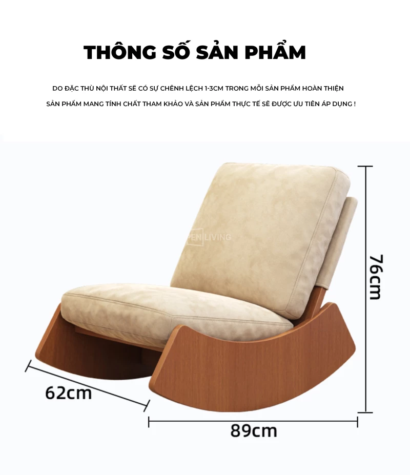 Ghế sofa đơn bập bênh thư giãn OpenLiving OSF 063 được làm từ gỗ tự nhiên, kết hợp thiết kế ghế lười hiện đại, mang đến sự thoải mái và êm ái. Sản phẩm lý tưởng cho không gian thư giãn, giúp bạn tận hưởng những khoảnh khắc yên bình với phong cách mộc mạc, sang trọng