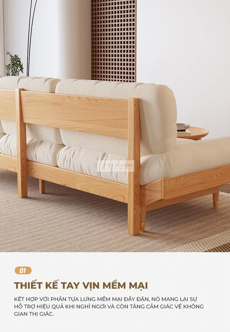 thiết kế tay vịn tựa thoải mái của Ghế sofa phòng khách hiện đại SB13