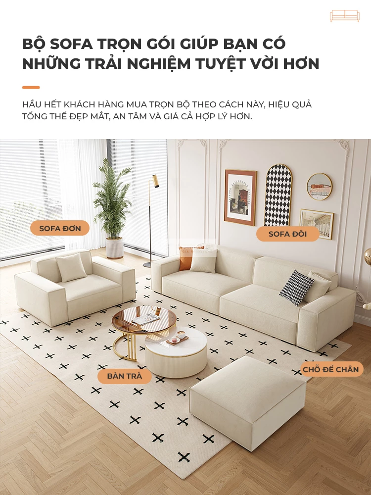 tùy chọn đi kèm của Ghế sofa phòng khách hiện đại SB15