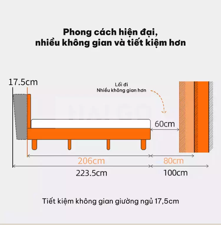 Giường Bay Phong Cách Hàn Quốc Haigo GN022