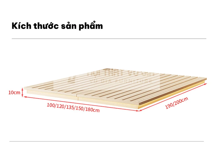 kích thước chi tiết của Giường bệt gỗ tự nhiên cao cấp BR16