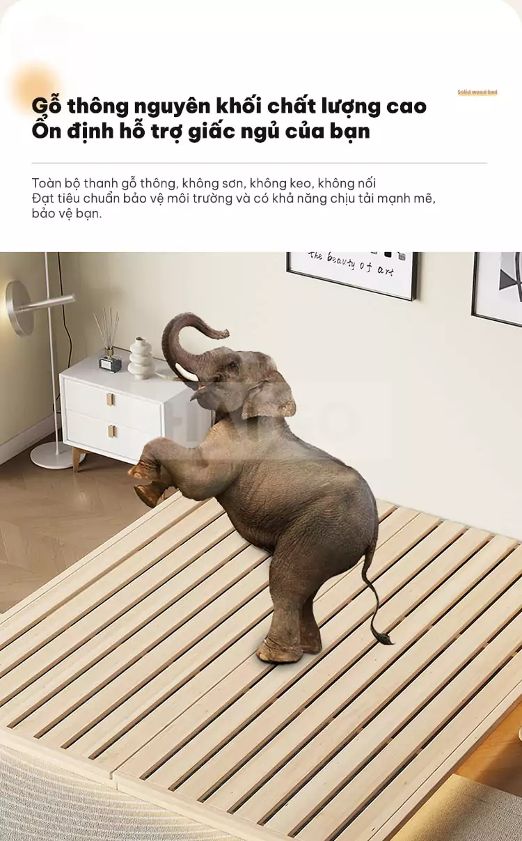 Giường Bệt Gỗ Tự Nhi&ecirc;n Cao Cấp Haigo GN027