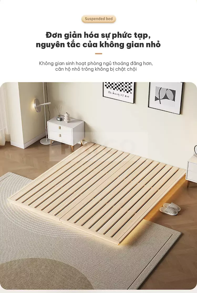 Giường Bệt Gỗ Tự Nhi&ecirc;n Cao Cấp Haigo GN027