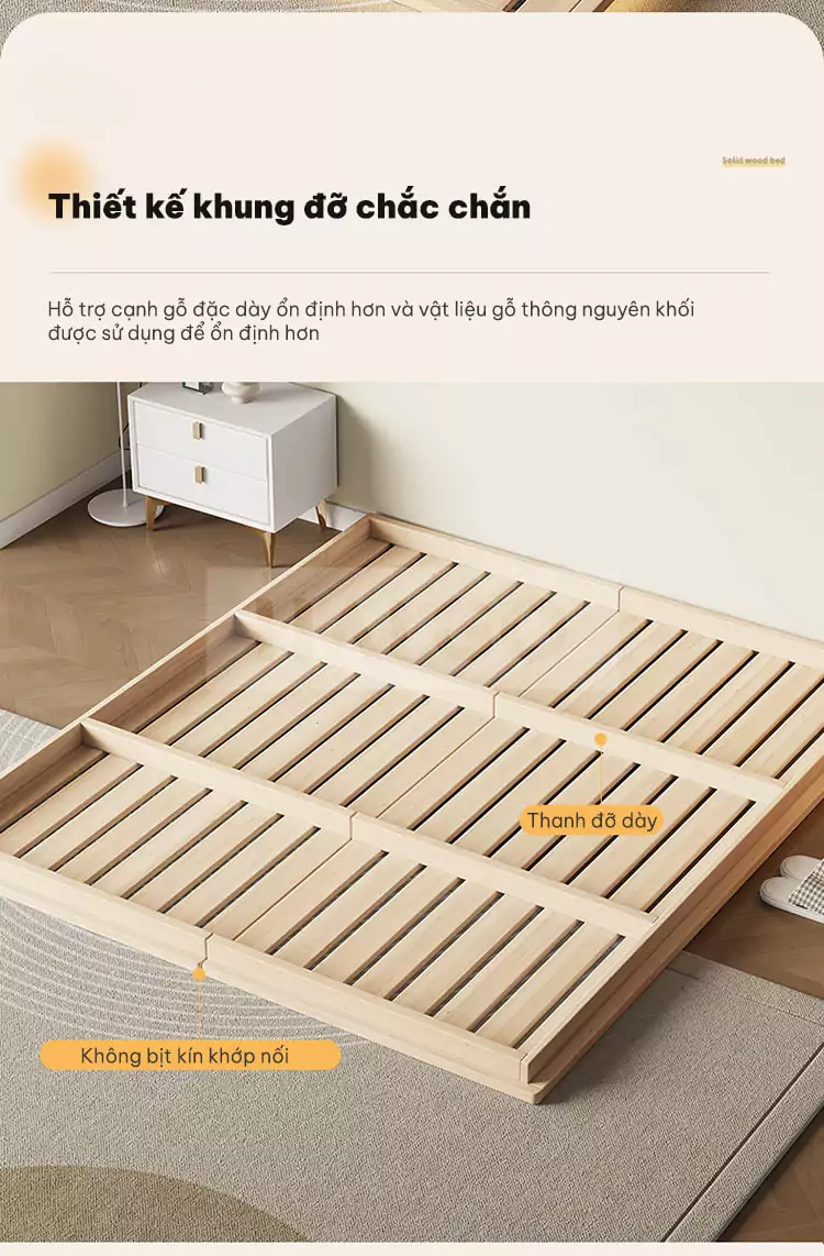 Giường Bệt Gỗ Tự Nhi&ecirc;n Cao Cấp Haigo GN027