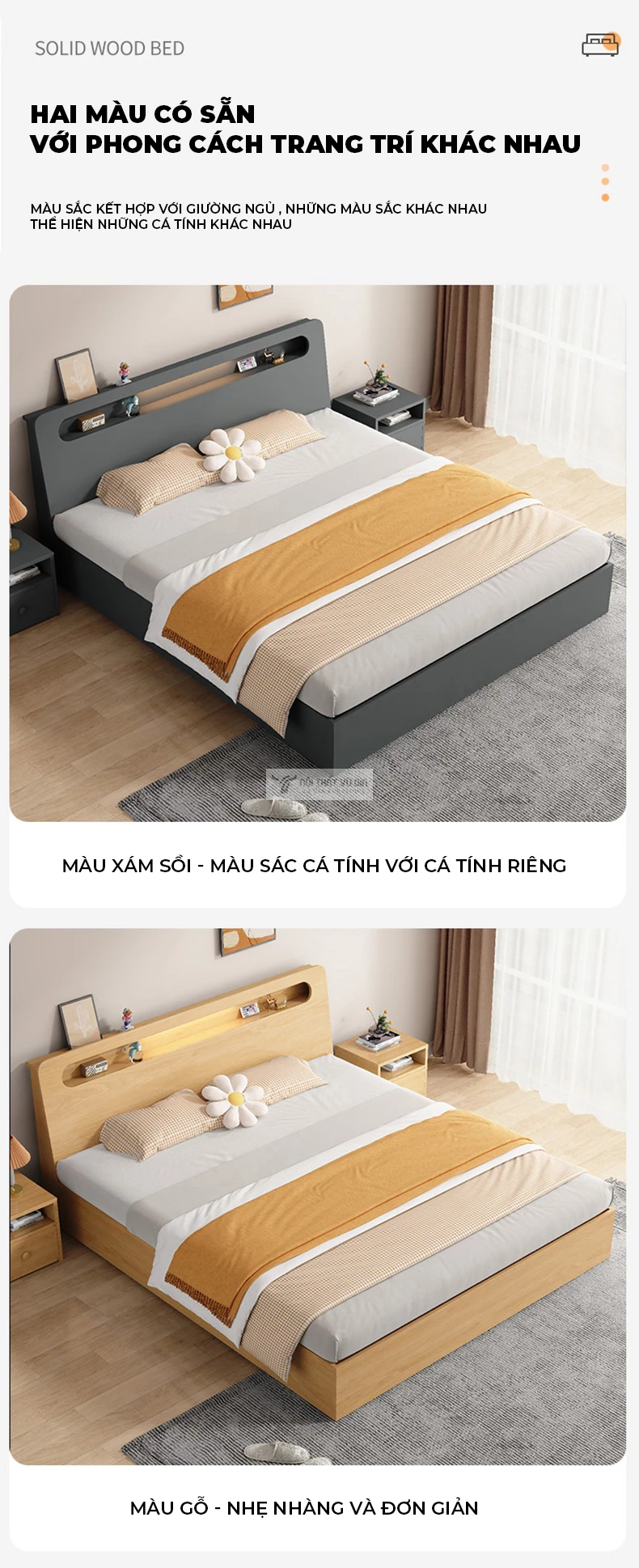 tùy chọn màu sắc của Giường bệt kiểu Hàn hiện đại BR149