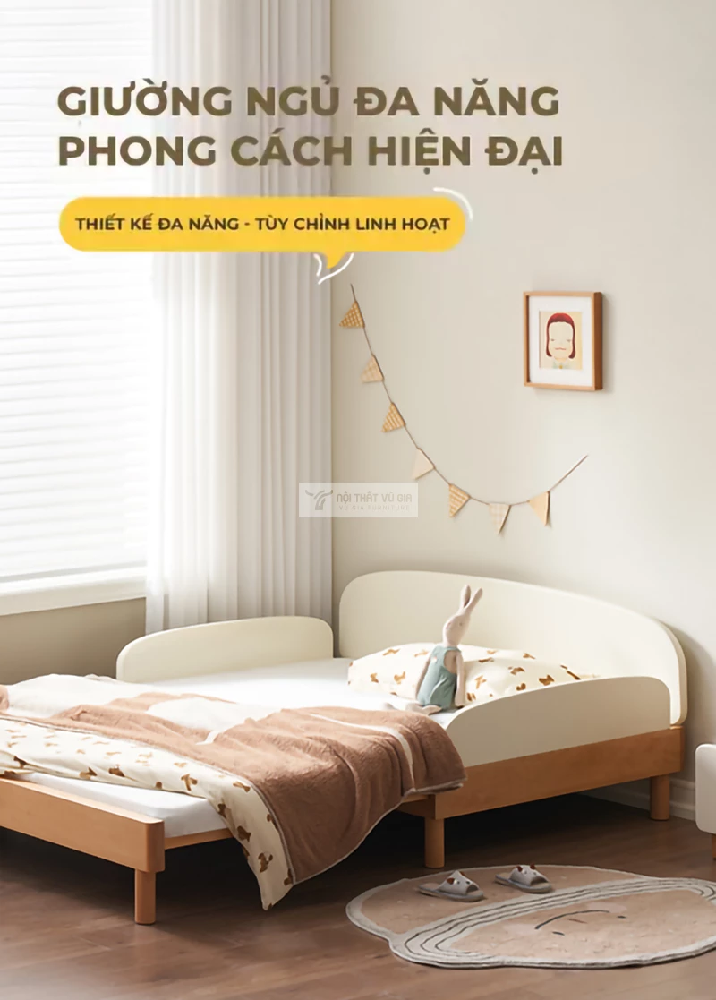 Giường cho bé thiết kế thu kéo linh hoạt TE36