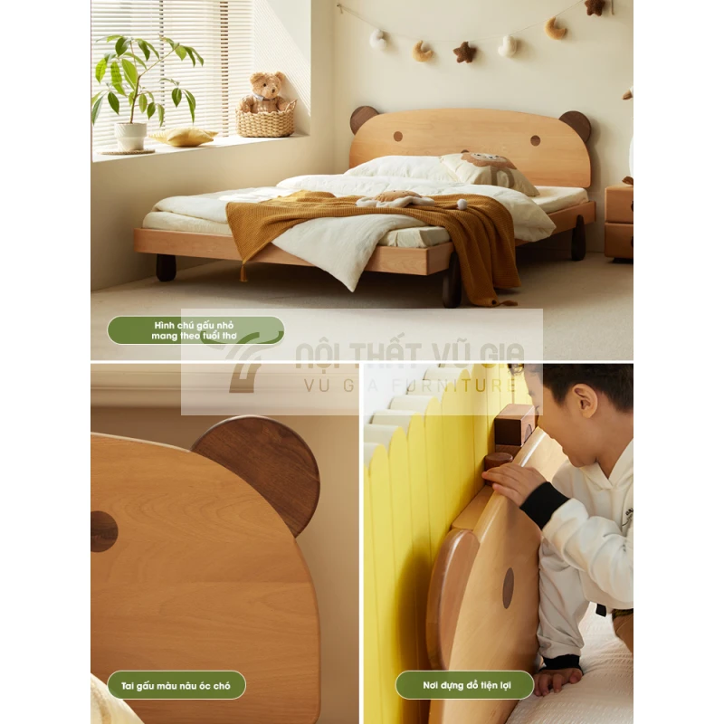 Giường cho bé tối giản, chất liệu an toàn TE16 có thiết kế gần gũi, đáng yêu phù hợp cho bé