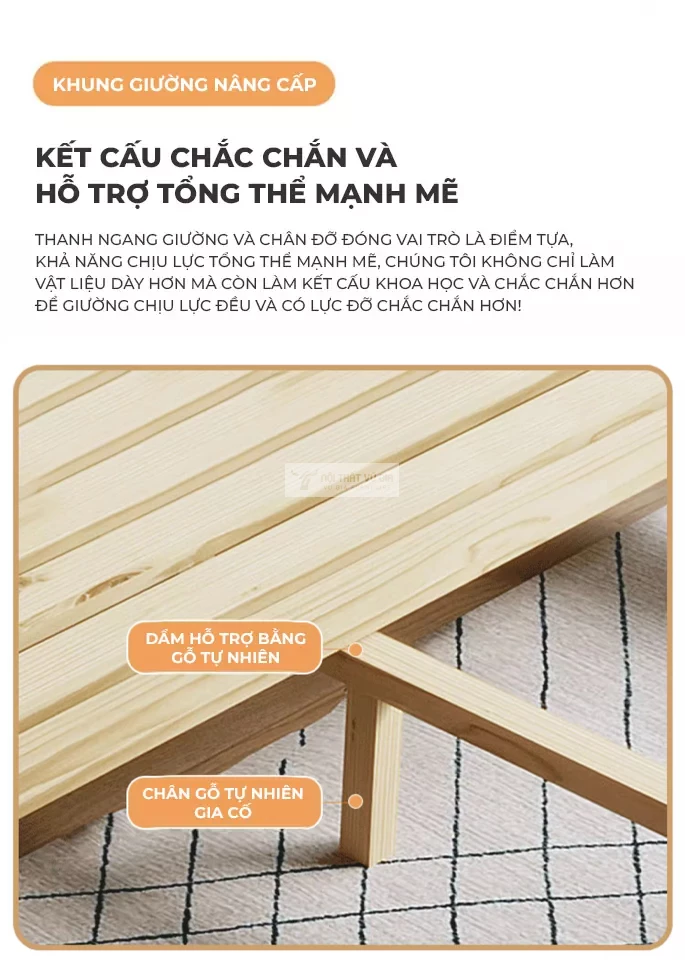 thiết kế chân phụ chắc chắn của Giường cho bé tùy chỉnh đa dạng, linh hoạt TE38