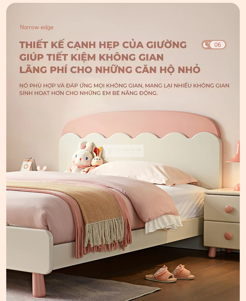 thiết kế tối giản giúp tối ưu không gian của Giường công chúa thiết kế hiện đại TE37