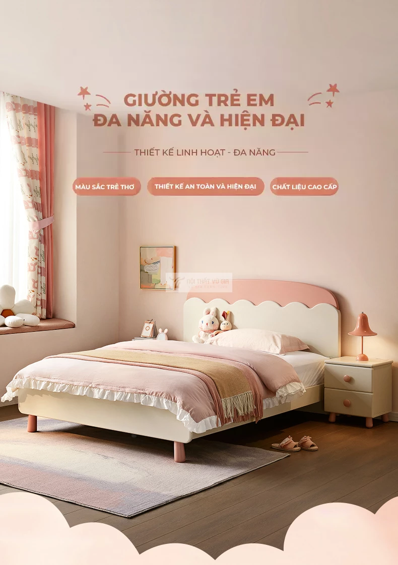 Giường công chúa thiết kế hiện đại TE37