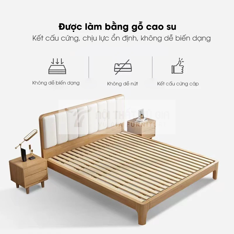 ưu điểm của Giường gỗ tự nhiên kết hợp nệm đầu giường BR52