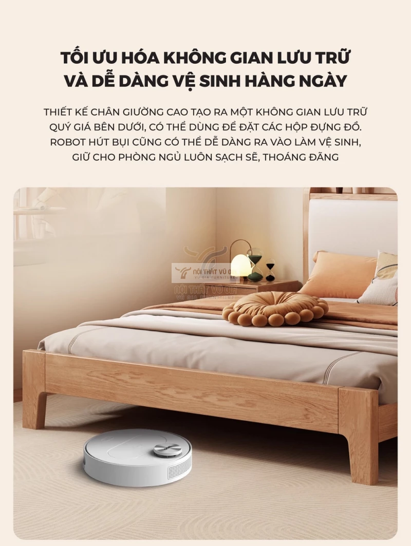 thiết kế tối ưu của Giường gỗ tự nhiên kết hợp nệm đầu giường cao cấp phong cách hiện đại 