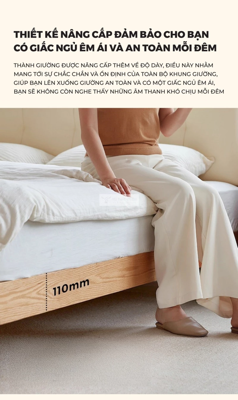 thiết kế nâng cấp tối ưu của Giường gỗ tự nhiên kết hợp nệm đầu giường cao cấp phong cách thanh lịch BR174