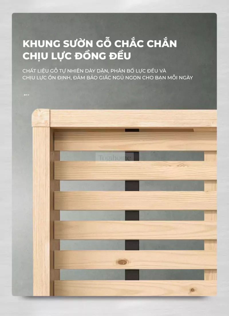 kết cấu khung sườn của Giường gỗ tự nhiên kiểu Hàn GB020