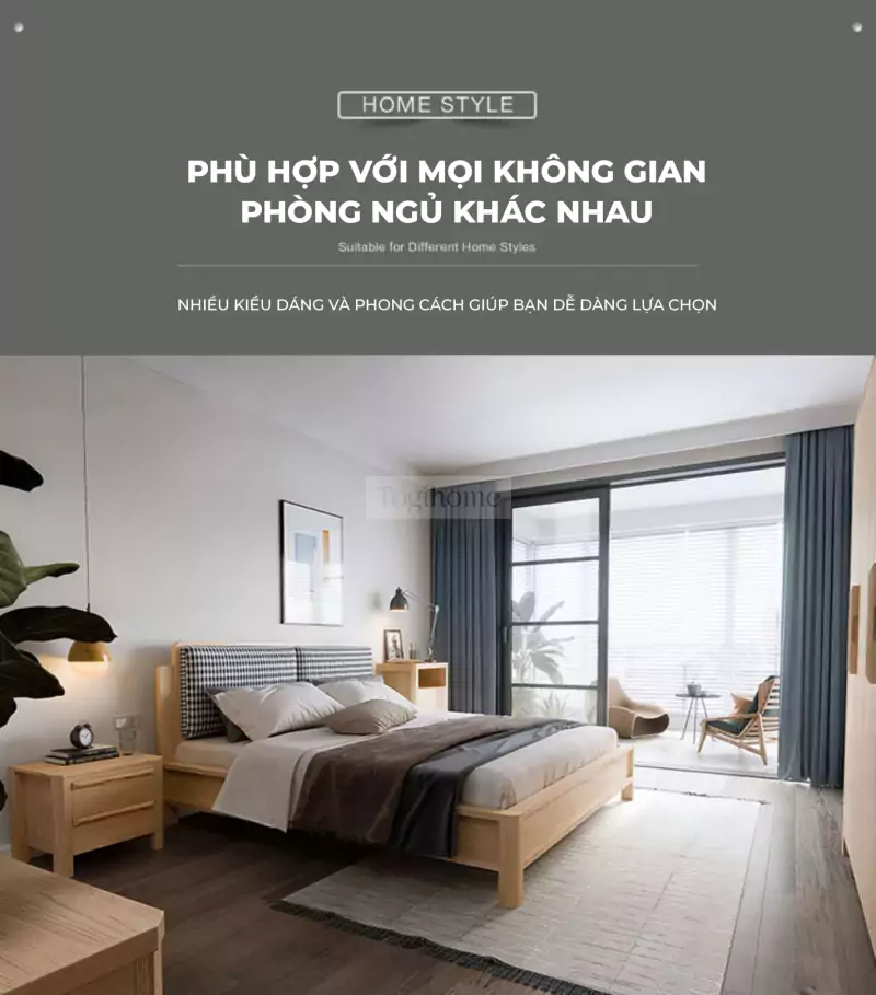 thiết kế tối giản phù hợp với nhiều không gian khác nhau của Giường gỗ tự nhiên kiểu Hàn GB020