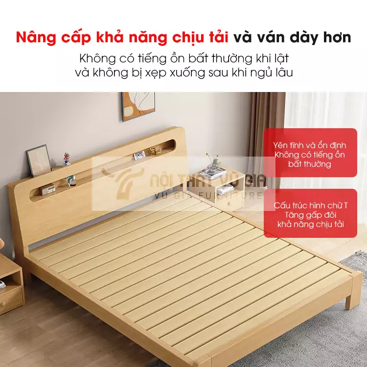 thiết kế dày dặn của Giường gỗ tự nhiên kiểu Hàn thanh lịch BR32