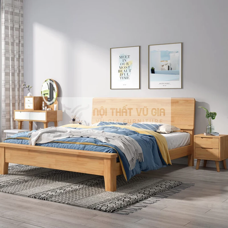Giường gỗ tự nhiên phong cách tối giản TE2
