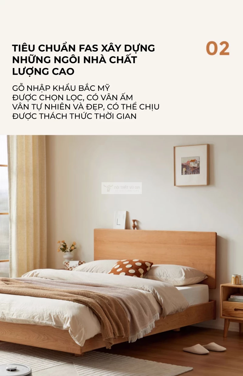 Giường gỗ tự nhiên phong cách tối giản, tinh tế BR99 