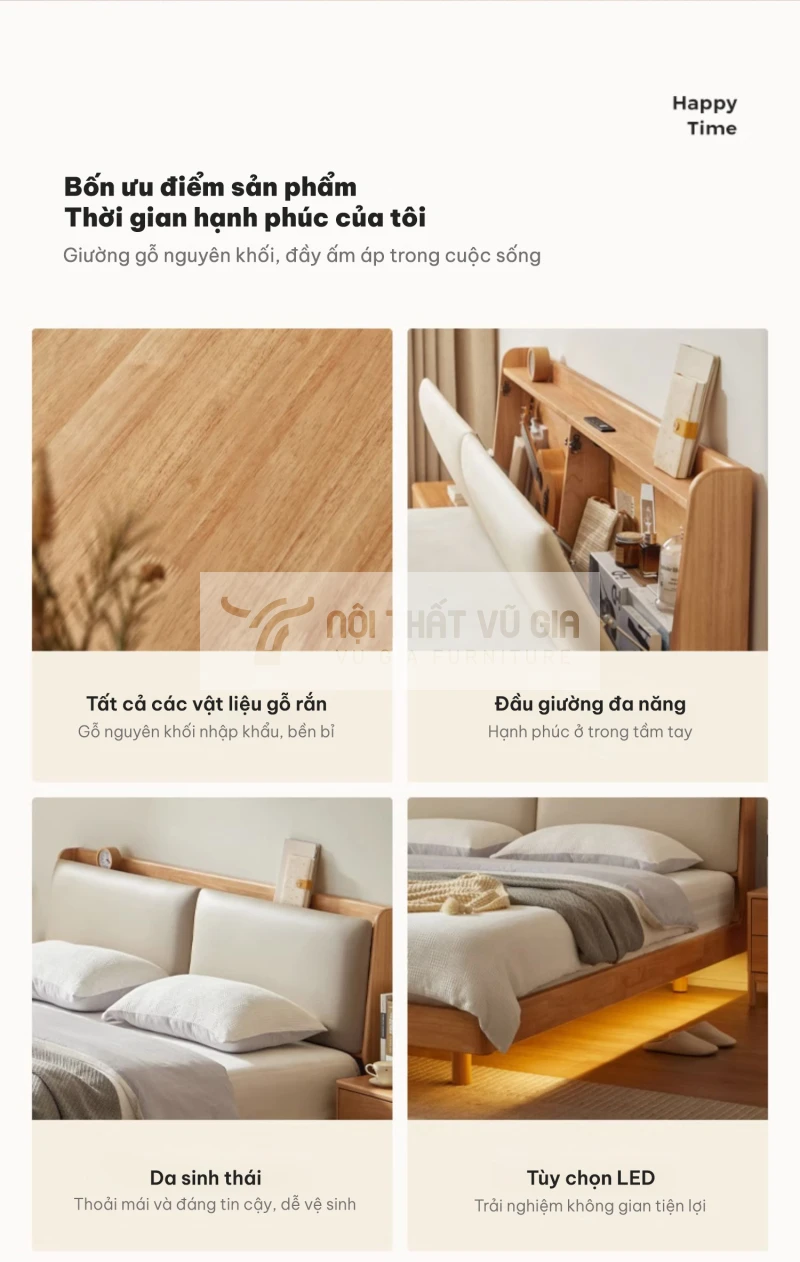 ưu điểm của Giường gỗ tự nhiên thiết kế sang trọng BR11