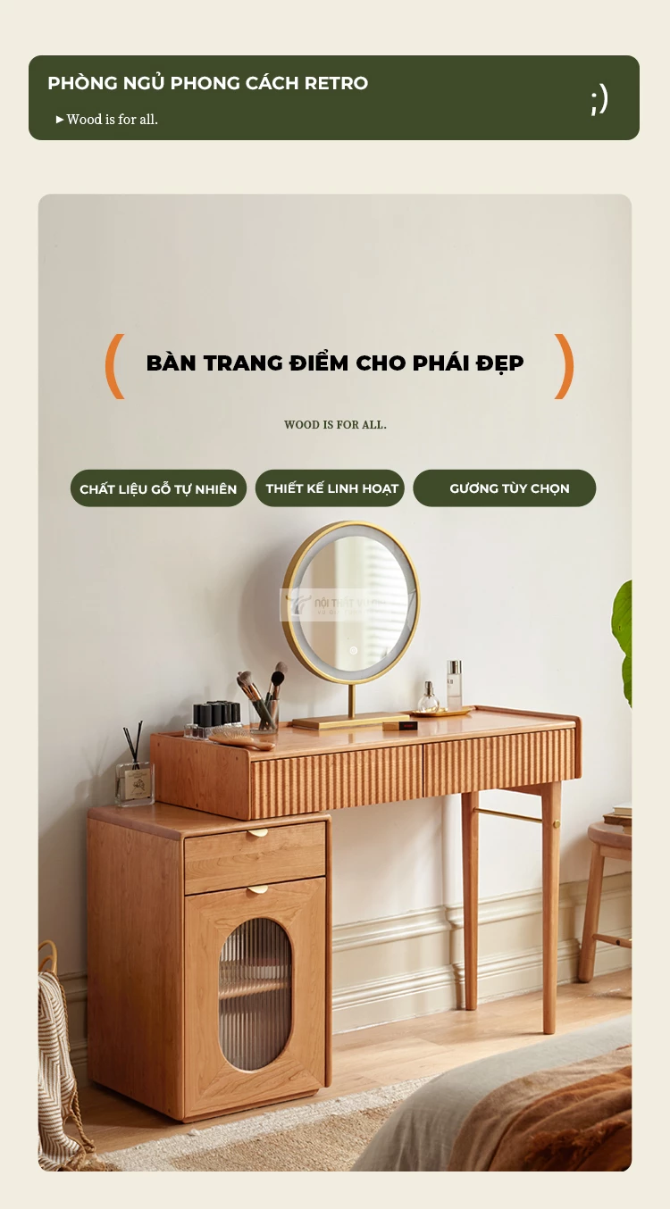 bàn trang điểm đồng bộ với Giường gỗ tự nhiên thiết kế tân cổ điển sang trọng BR154