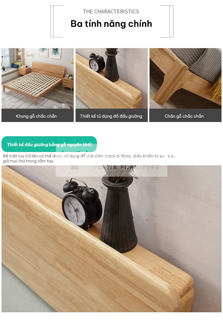 ưu điểm của Giường gỗ tự nhiên thiết kế tối giản BR15