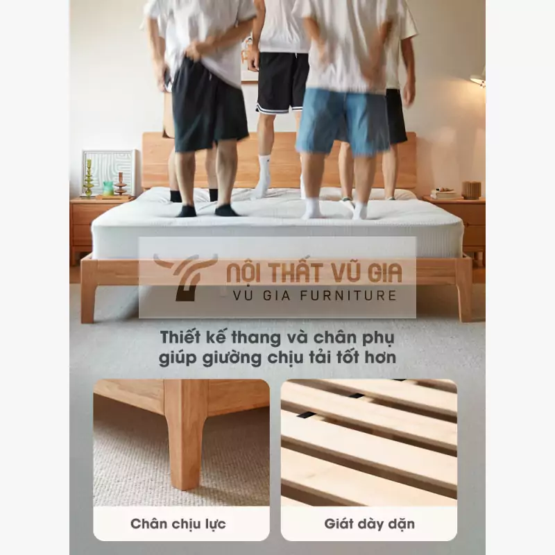 kết cấu của Giường gỗ tự nhiên thiết kế tối giản BR35