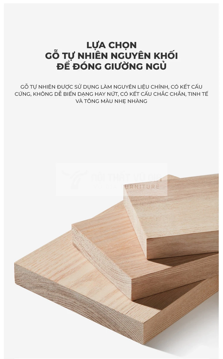 Giường gỗ tự nhiên thiết kế tối giản BR4 sử dụng chất liệu gỗ cao cấp