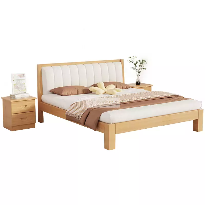 Giường gỗ tự nhiên tối giản, chắc chắn BR71