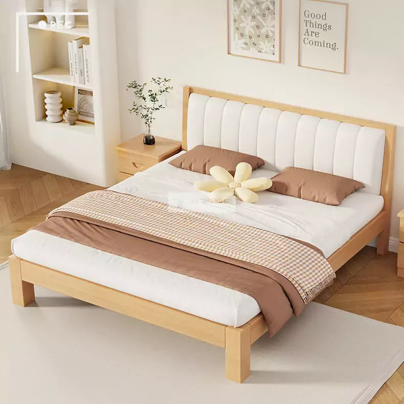 Giường gỗ tự nhiên tối giản, chắc chắn BR71