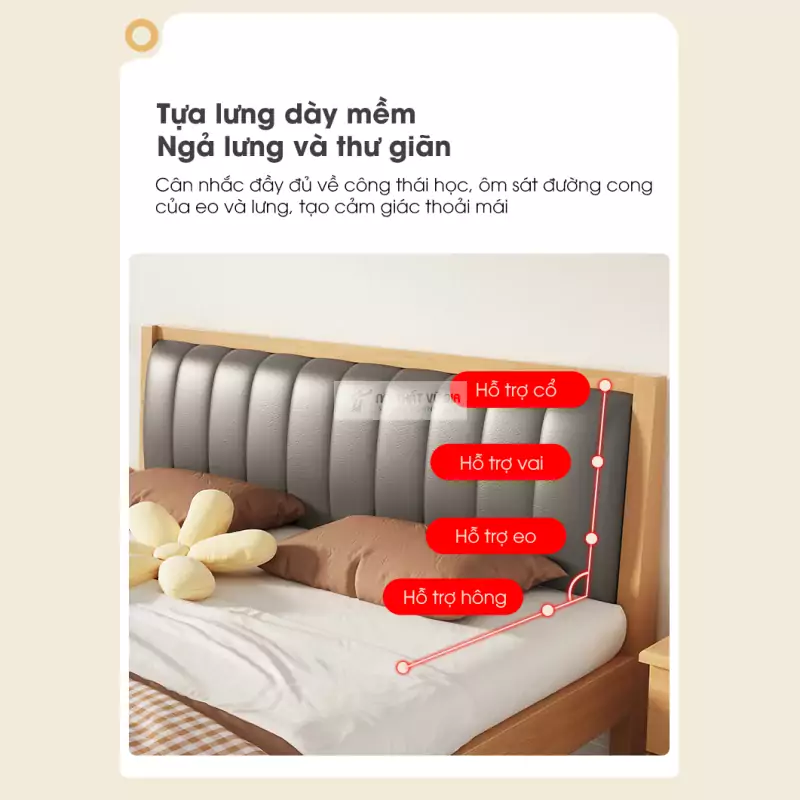 chi tiết tựa lưng của Giường gỗ tự nhiên tối giản, chắc chắn BR71