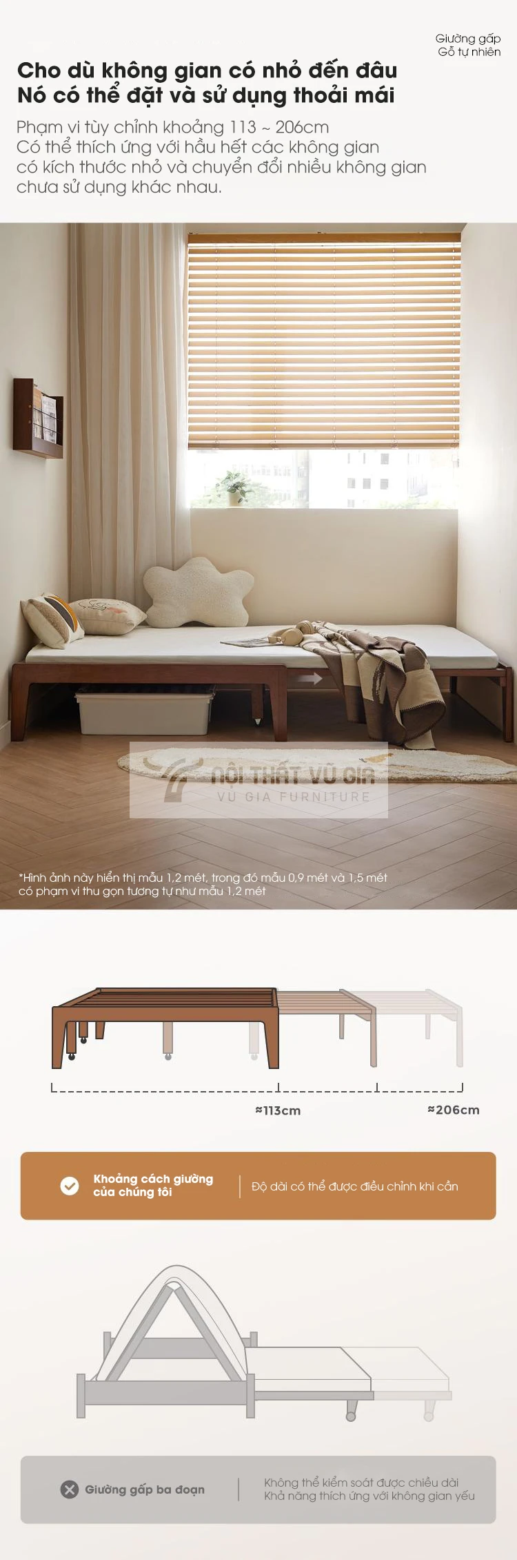 Giường gỗ tự nhiên tùy chỉnh linh hoạt TE6 sử dụng linh hoạt trong các không gian khác nhau